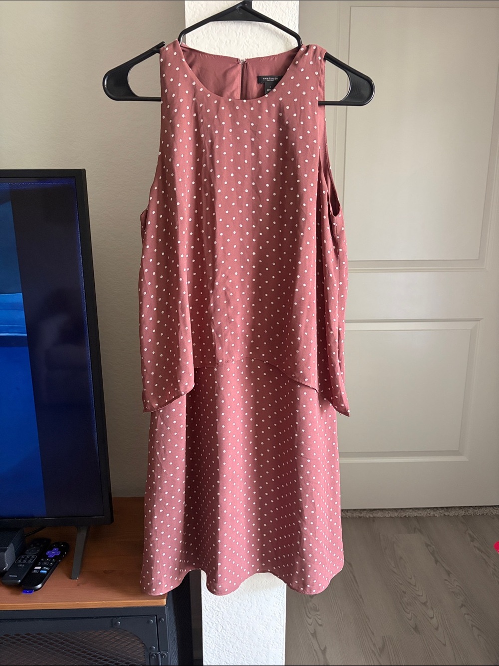 Ann Taylor Factory Dusty Rose Polka Dot Midi Dress